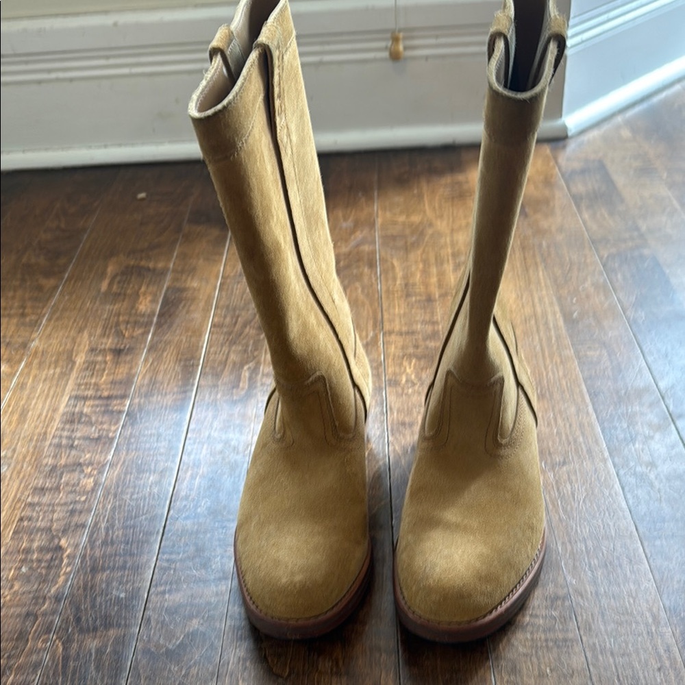 Women's Tan Suede Mid-Calf Boots